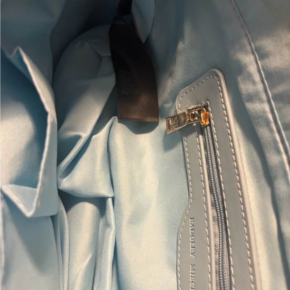 Badgley Mischka Quilted Tote in Blue with Gold Chains